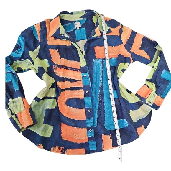 NIC+ZOE Abstract Print Button Down Long Sleeve Artsy‎ Blouse Top  Women's XL - Picture 7 of 10